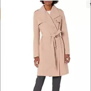 Brand New w/ Tags Calvin Klein Belted Double Weave Trench Haz XS (fits as a S/M)
